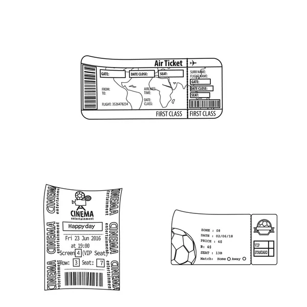 Vektor-Design von Ticket und Eintrittssymbol. Sammlung von Ticket- und Event-Vektor-Illustrationen. — Stockvektor