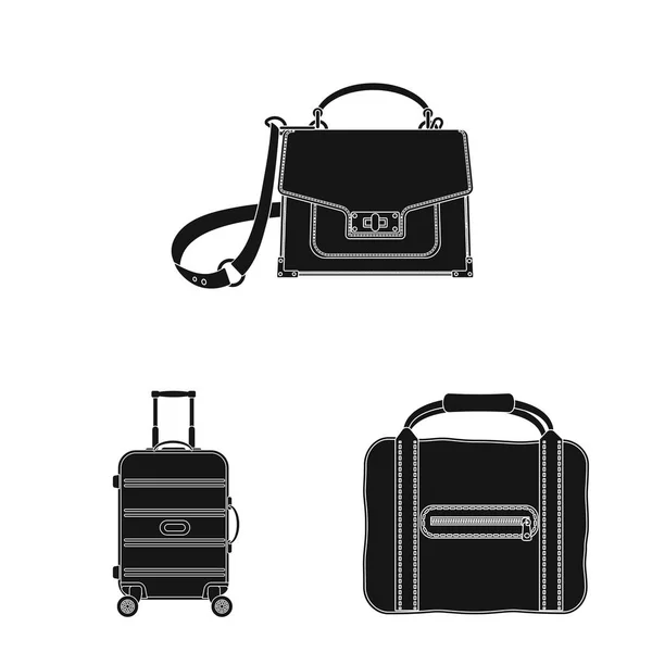 Vector design of suitcase and baggage symbol. Set of suitcase and journey stock vector illustration. — Stock Vector