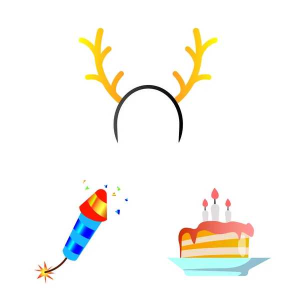 Ilustración vectorial de fiesta y signo de cumpleaños. Conjunto de fiesta y celebración símbolo de stock para web . — Archivo Imágenes Vectoriales