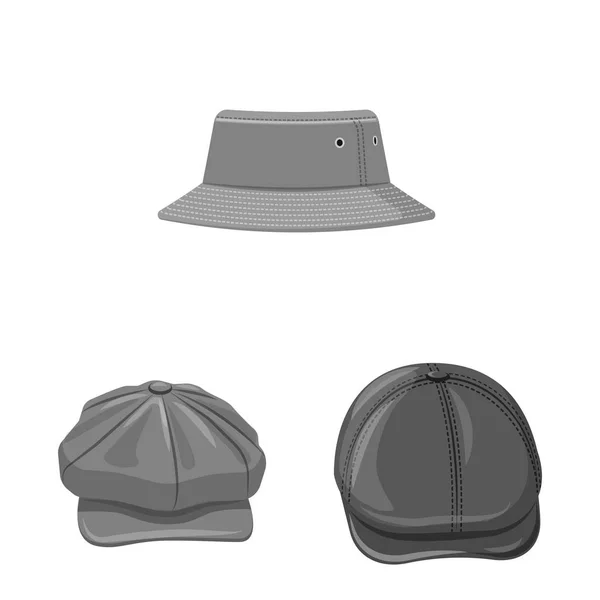 Objeto aislado de la cabeza y el símbolo de la tapa. Conjunto de casco y accesorio icono de vector para stock . — Archivo Imágenes Vectoriales