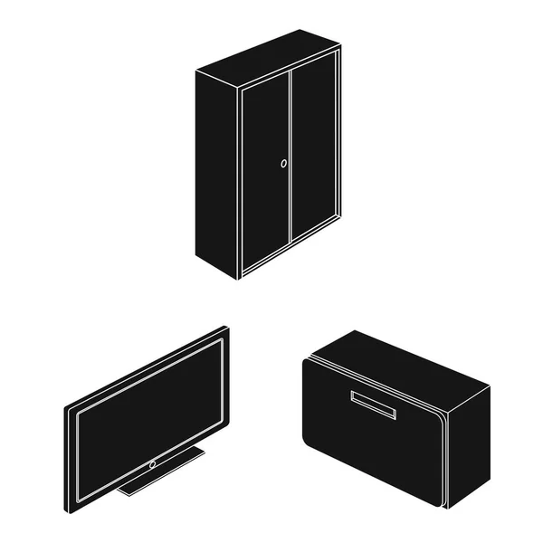 Diseño vectorial de dormitorio y sala de signo. Colección de dormitorio y muebles símbolo de stock para la web . — Vector de stock