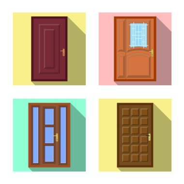 Kapı ve ön simge vektör Illustration. Kapı ve ahşap hisse senedi simgesi için web topluluğu.