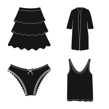 Kadın ve giyim simge vektör çizimi. Kadın ve giyim hisse senedi vektör çizim topluluğu.