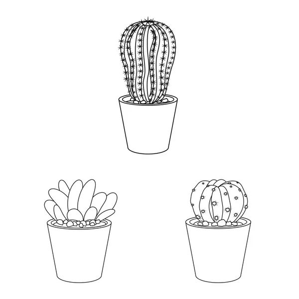 Wektor ilustracja kaktus i doniczkę symbolu. Zestaw Kaktus i kaktusy Stockowa ilustracja wektorowa. — Wektor stockowy