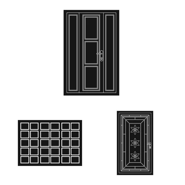 Ізольований об'єкт двері та передній символ. Колекція дверних і дерев'яних стокових символів для Інтернету . — стоковий вектор