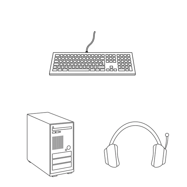 노트북 및 장치 표시의 벡터 그림입니다. 웹에 대 한 노트북 및 서버 주식 기호 모음. — 스톡 벡터