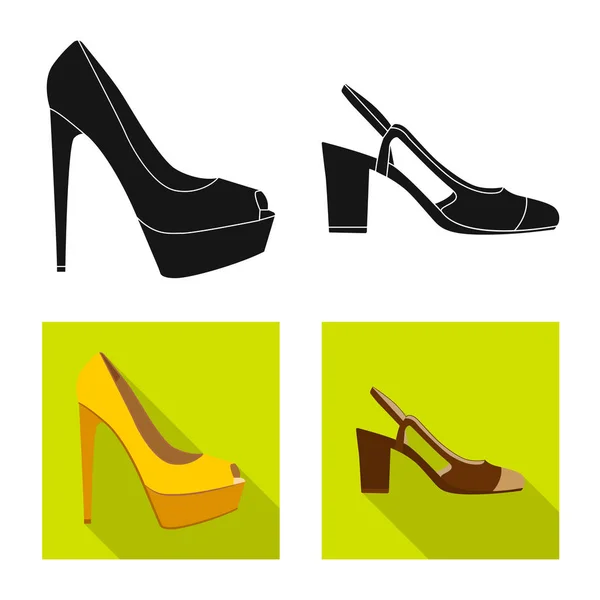 Illustration vectorielle des chaussures et du symbole féminin. Ensemble de chaussures et icône de vecteur de pied pour stock . — Image vectorielle