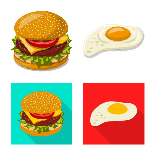 Vector illustration of burger and sandwich sign. Set of burger and slice stock vector illustration. — Stock Vector