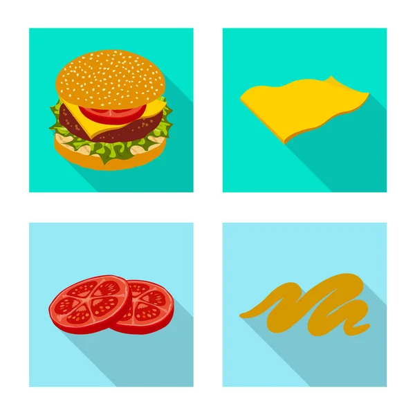 Vektor design av ikonen burger och smörgås. Uppsättning av burgare och skiva aktiesymbol för webben. — Stock vektor