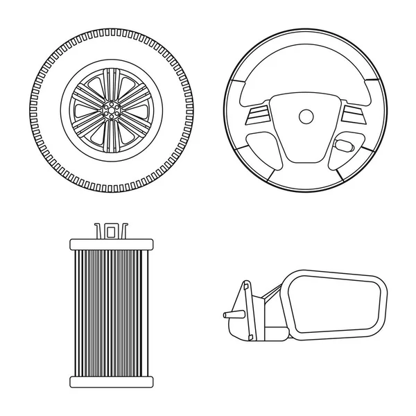 Ilustración vectorial de signo automático y parcial. Conjunto de auto y coche símbolo de stock para web . — Archivo Imágenes Vectoriales