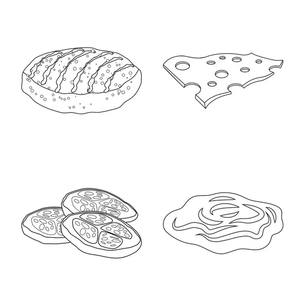 Izolovaný objekt ikony burger a sendvič. Sada burger a plátek vektorové ilustrace. — Stockový vektor