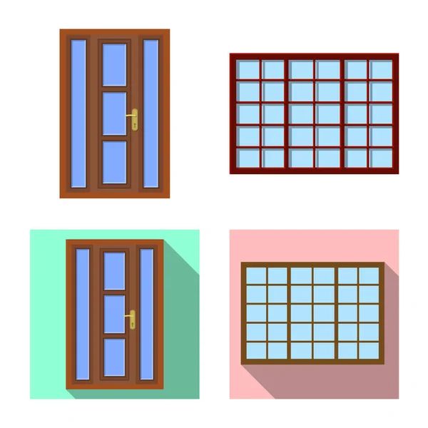 Ізольований об'єкт двері та передній символ. Набір дверних і дерев'яних векторних значків на складі . — стоковий вектор