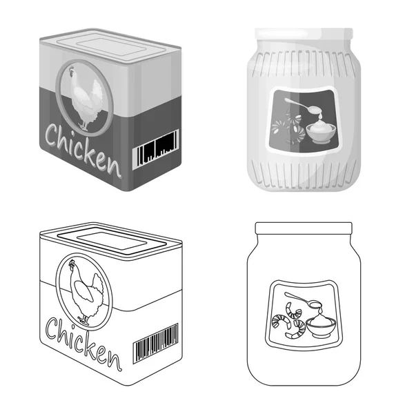 Diseño vectorial de lata y signo de comida. Conjunto de lata y paquete de símbolo de stock para web . — Archivo Imágenes Vectoriales
