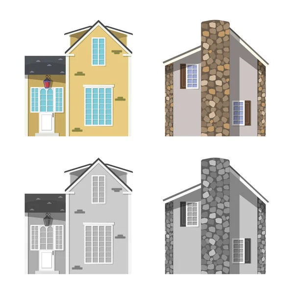 Vector illustratie van gebouw en front pictogram. Collectie van gebouw en dak aandelensymbool voor web. — Stockvector