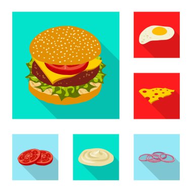 Burger tasarım vektör ve işareti sandviç. Burger ve dilim hisse senedi simgesi için web topluluğu.