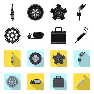 Otomatik ve bölümü simge vektör Illustration. Hisse senedi için oto, araba vektör simge topluluğu.