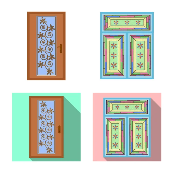 门和前符号的孤立对象 网站的门和木制股票符号集 — 图库矢量图片
