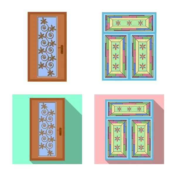 Objeto Aislado Puerta Símbolo Frontal Conjunto Puerta Símbolo Madera Para — Vector de stock