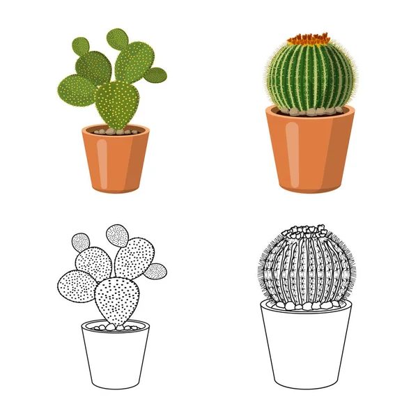 Illustration vectorielle du cactus et du logo du pot. Collection de cactus et de cactus illustration vectorielle de stock . — Image vectorielle