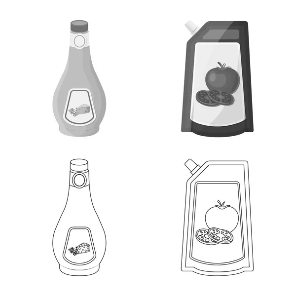 Ilustração vetorial de lata e símbolo de comida. Coleção de lata e pacote vetor ícone para estoque . —  Vetores de Stock
