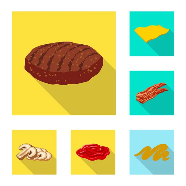 Ilustración vectorial del icono de hamburguesa y sándwich. Conjunto de hamburguesa y rebanada vector de ilustración . — Vector de stock