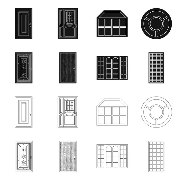 Conception vectorielle de la porte et du panneau avant. Collection de porte et icône vectorielle en bois pour stock . — Image vectorielle