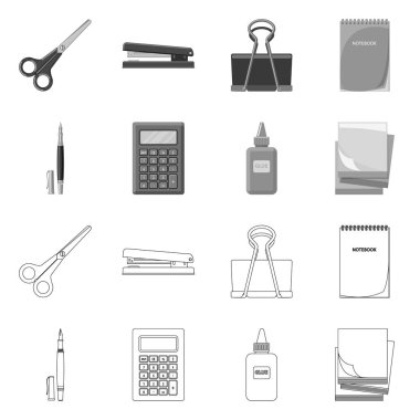 Ofis ve tedarik simge vektör tasarımı. Ofis ve okul vektör simgesini hissenin topluluğu.