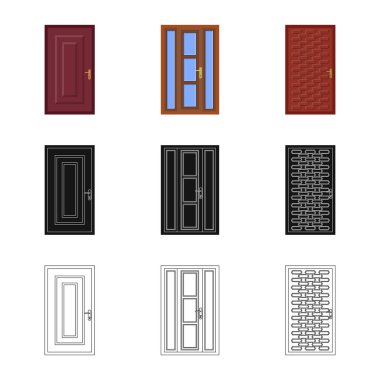 Kapı ve ön simge vektör Illustration. Kapı ve ahşap hisse senedi simgesi web için set.