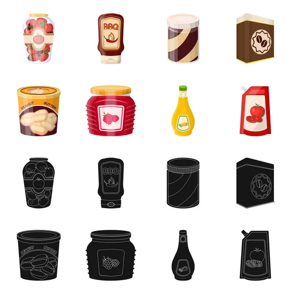 Projeto vetorial de lata e símbolo de comida. Conjunto de lata e pacote de símbolo de estoque para web . — Vetor de Stock