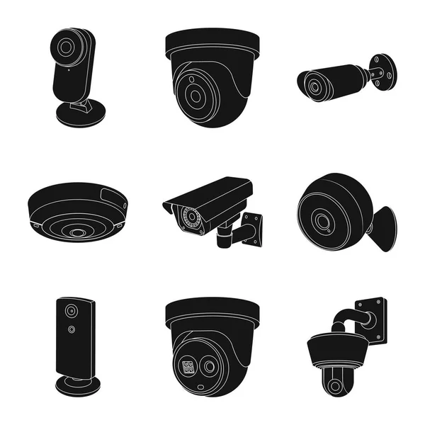 Изолированный объект видеонаблюдения и символ камеры. Коллекция значков видеонаблюдения и вектора системы на складе . — стоковый вектор