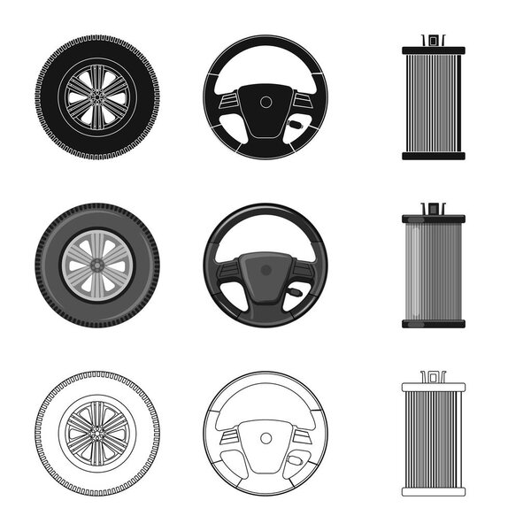 Isolated object of auto and part sign. Collection of auto and car stock vector illustration.