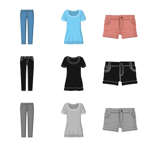 Vector ontwerp van vrouw en kleding pictogram. Set van vrouw en dragen van vector pictogram voor voorraad. — Stockvector