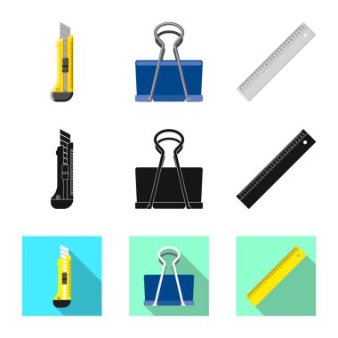 Ofis ve tedarik simge vektör Illustration. Ofis ve okul hisse senedi simgesi web için kümesi.