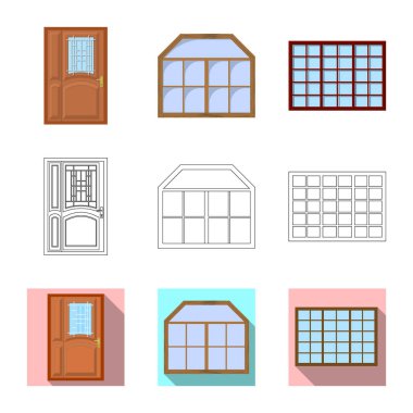 Kapı ve ön logo vektör tasarımı. Kapı ve ahşap stok vektör çizim koleksiyonu.