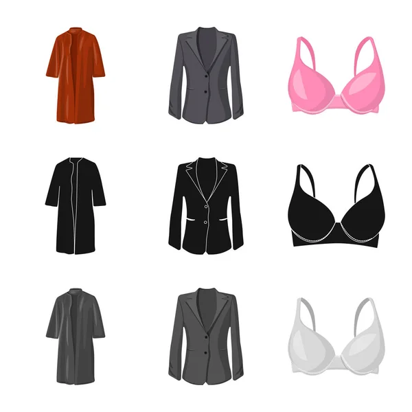 Diseño vectorial de mujer e icono de la ropa. Colección de mujer y desgaste símbolo de stock para la web . — Vector de stock
