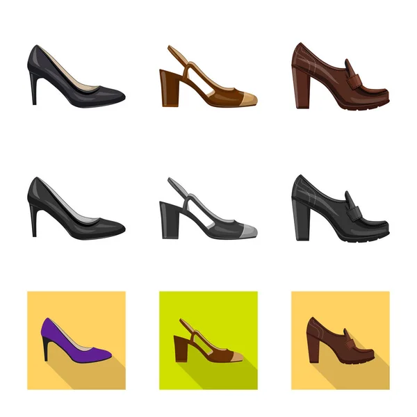 鞋子和妇女标志的向量例证 一套鞋类和脚向量的股票图标 — 图库矢量图片