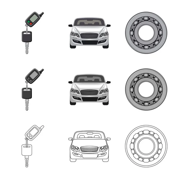 Vektorové ilustrace auto a část loga. Sada auto a car burzovní symbol pro web. — Stockový vektor