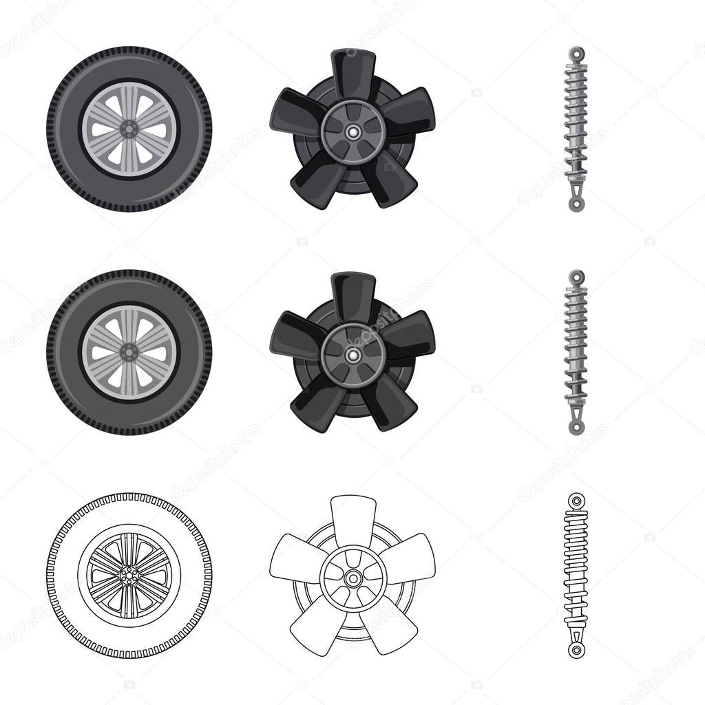 Isolated object of auto and part logo. Set of auto and car stock vector illustration.