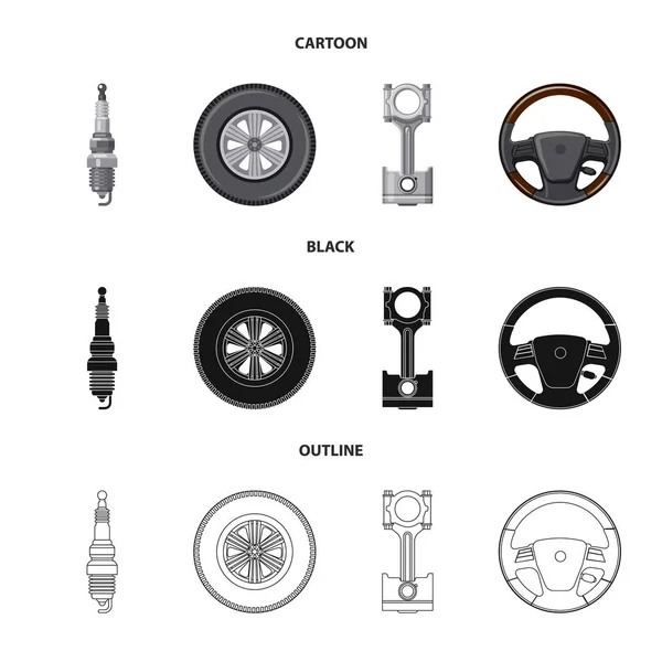 Objeto aislado de auto y parte icono. Conjunto de auto y coche icono vectorial para stock . — Vector de stock
