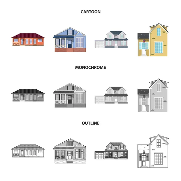Ізольований об'єкт будівлі та передній знак. Колекція символів будівлі та даху для Інтернету . — стоковий вектор