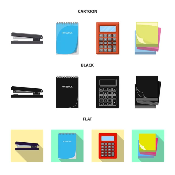 Illustrazione vettoriale del simbolo dell'ufficio e della fornitura. Set di ufficio e scuola stock simbolo per il web . — Vettoriale Stock