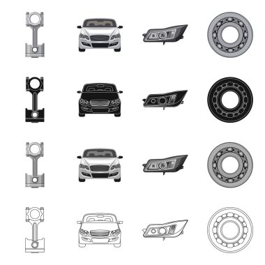 Otomatik ve bölümü simge vektör tasarımı. Oto, araba hisse senedi simgesi için web topluluğu.