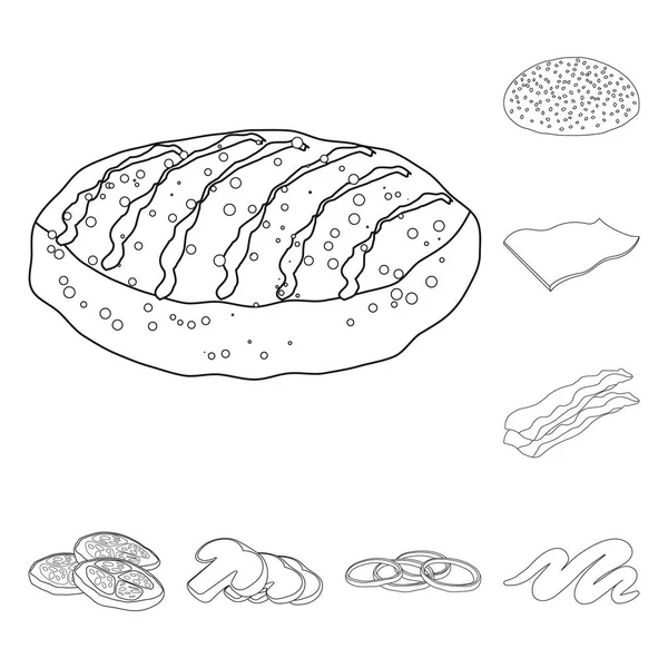 Diseño vectorial de hamburguesa y signo sándwich. Conjunto de hamburguesa y rebanada vector de ilustración . — Archivo Imágenes Vectoriales