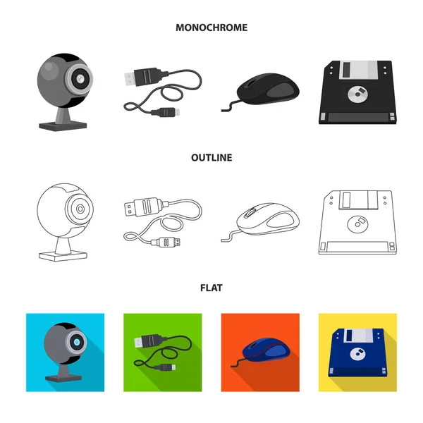 Conception vectorielle de l'ordinateur portable et le symbole de l'appareil. Collection d'icône vectorielle pour ordinateur portable et serveur pour stock . — Image vectorielle