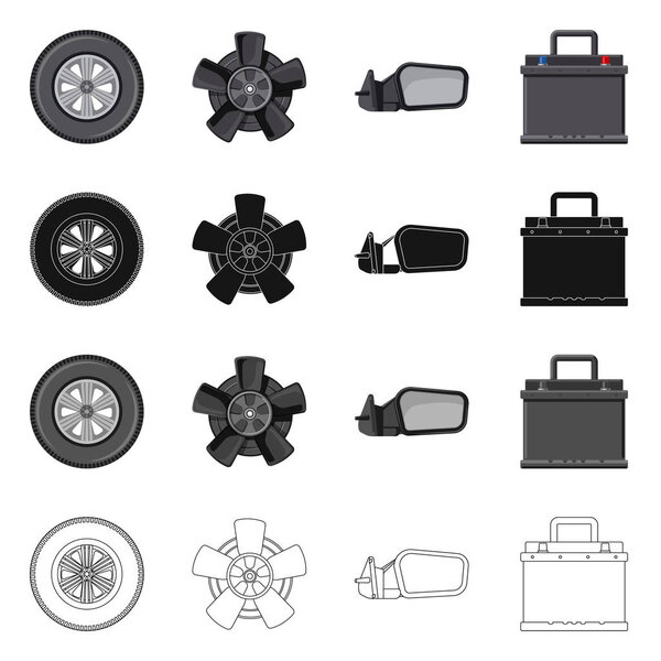 Vector design of auto and part symbol. Set of auto and car stock vector illustration.