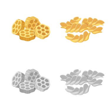 Makarna ve karbonhidrat sembolü yalıtılmış nesne. Makarna ve makarna hisse senedi vektör çizim topluluğu.