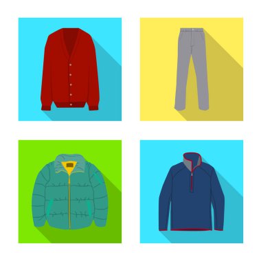 Adam ve giyim simge vektör Illustration. Adam ayarla ve stok vektör çizim giymek.