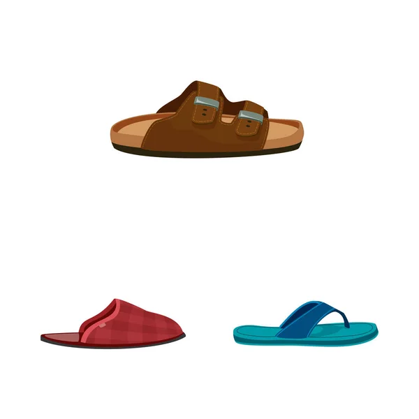 Conception vectorielle du logo chaussure et chaussures. Ensemble d'illustration vectorielle de chaussure et de pied . — Image vectorielle