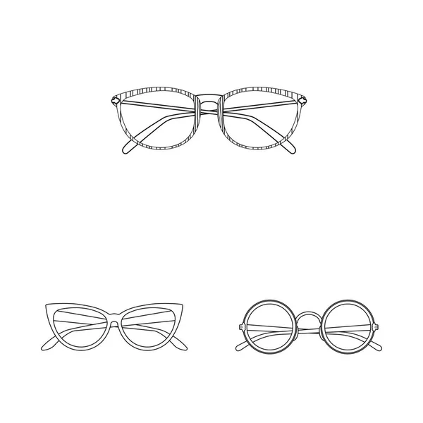 Design vettoriale di occhiali e simbolo della cornice. Collezione di occhiali e accessori stock illustrazione vettoriale . — Vettoriale Stock
