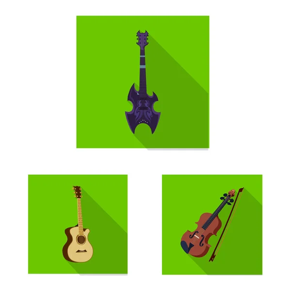 Illustrazione vettoriale della musica e simbolo di sintonia. Set di icone vettoriali di musica e strumenti per stock . — Vettoriale Stock